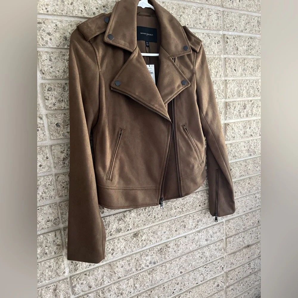 NWOT! Banana Republic Factory Faux Suede Moto Jacket - Picture 2 of 4